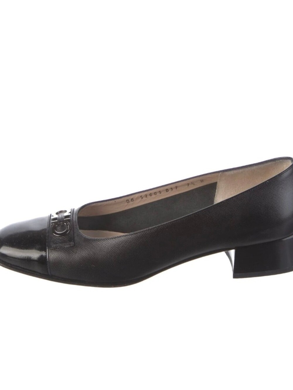 Salvatore Ferragamo Black Leather Cap-Toe Loafers Size 8